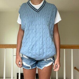 blue knit vintage v neck sweater vest